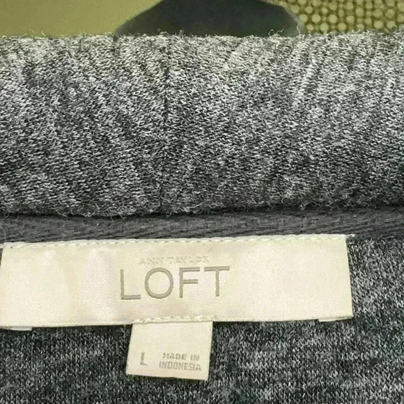 Loft - Fluffy Zip up Sweatshirt with knit arms Gray - Large - Picture 5 of 5